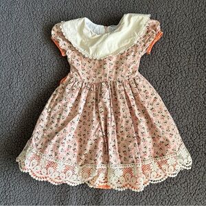 Only little once dress baby girl 3 cream orange floral‎ classic flowy vintage